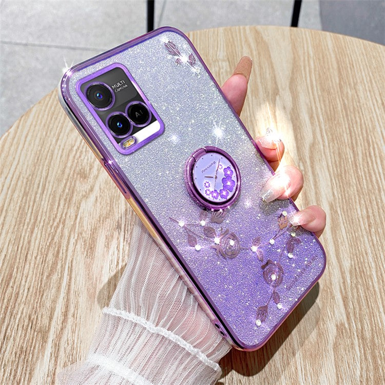 KADEM For vivo Y21 / Y33s / Y21s / Y21t 4G / Y21e 4G / Y21a 4G / Y33t 4G Cover TPU Phone Kickstand Case - Purple