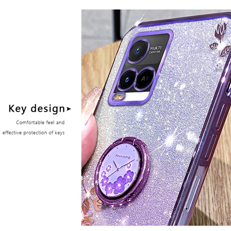 KADEM For vivo Y21 / Y33s / Y21s / Y21t 4G / Y21e 4G / Y21a 4G / Y33t 4G Cover TPU Phone Kickstand Case - Purple