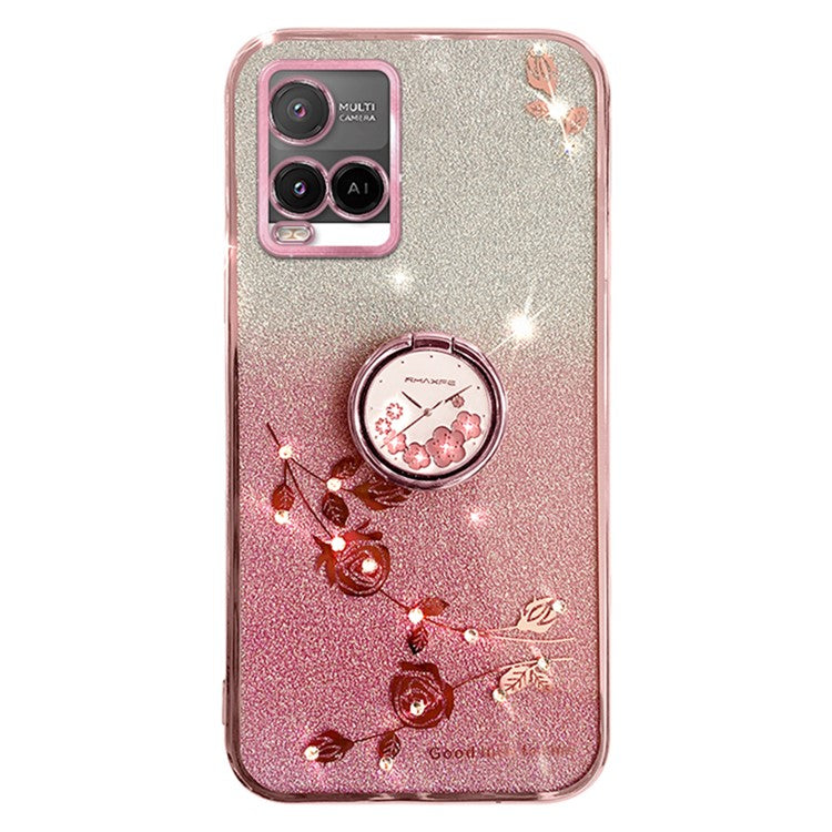 KADEM For vivo Y21 / Y33s / Y21s / Y21t 4G / Y21e 4G / Y21a 4G / Y33t 4G Cover TPU Phone Kickstand Case - Rose Gold