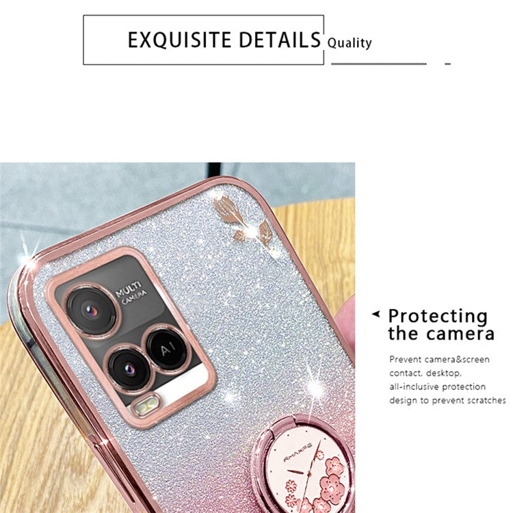 KADEM For vivo Y21 / Y33s / Y21s / Y21t 4G / Y21e 4G / Y21a 4G / Y33t 4G Cover TPU Phone Kickstand Case - Rose Gold