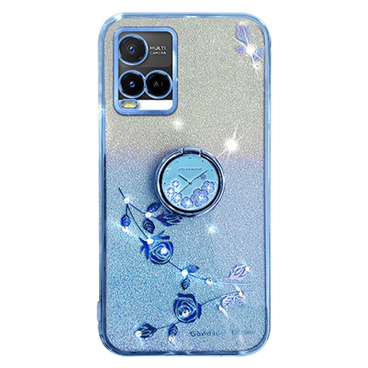 KADEM For vivo Y21 / Y33s / Y21s / Y21t 4G / Y21e 4G / Y21a 4G / Y33t 4G Cover TPU Phone Kickstand Case - Blue