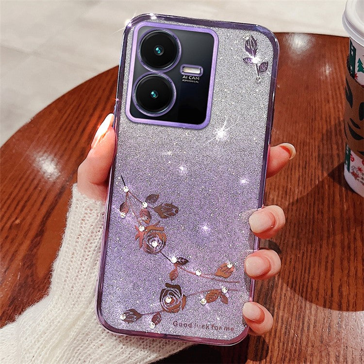 KADEM For vivo Y22 4G / Y22s 4G Case Soft TPU Flower Decor Phone Cover - Purple