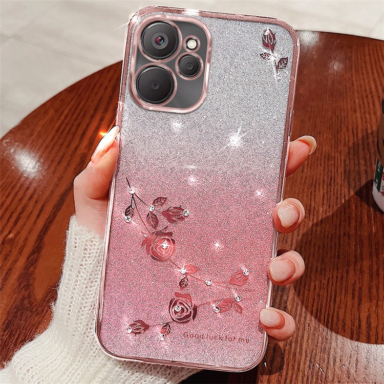 KADEM For vivo Y22 4G / Y22s 4G Case Shiny Flower Pattern TPU Phone Cover with Strap - Purple