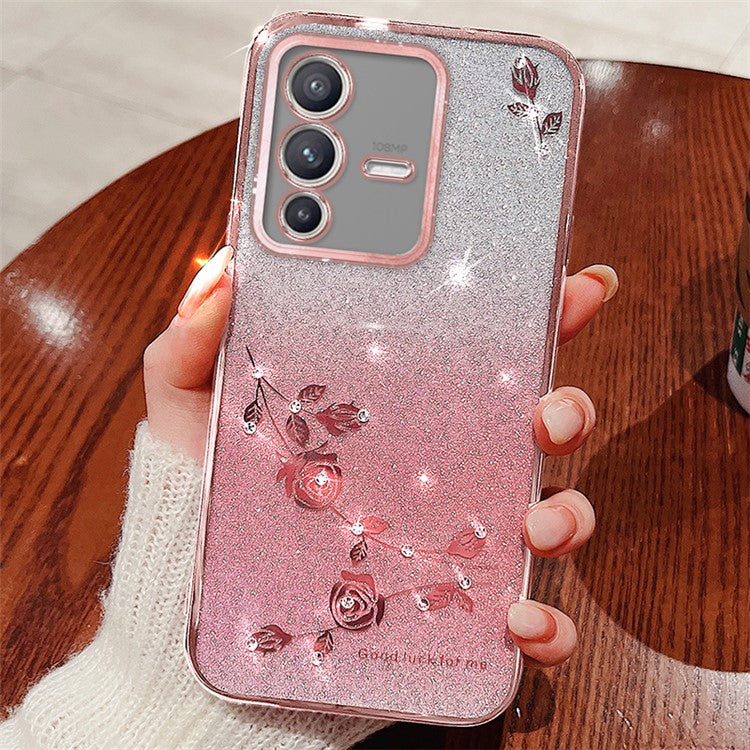 KADEM For vivo V23 5G / S12 Case Glitter TPU Gradient Phone Cover - Rose Gold