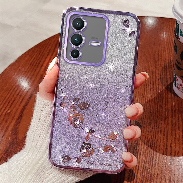 KADEM For vivo V23 5G / S12 Case Glitter TPU Gradient Phone Cover - Purple