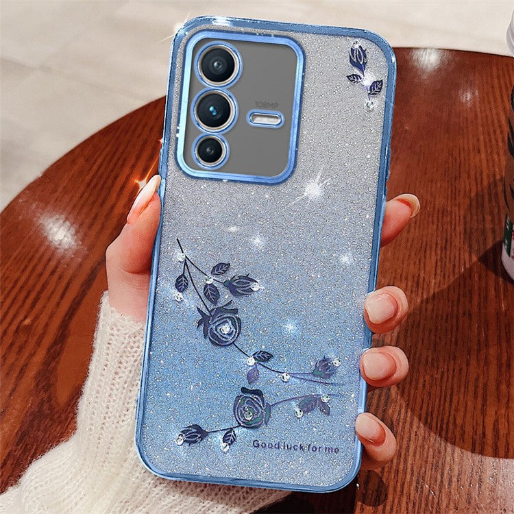 KADEM For vivo V23 5G / S12 Case Glitter TPU Gradient Phone Cover - Blue