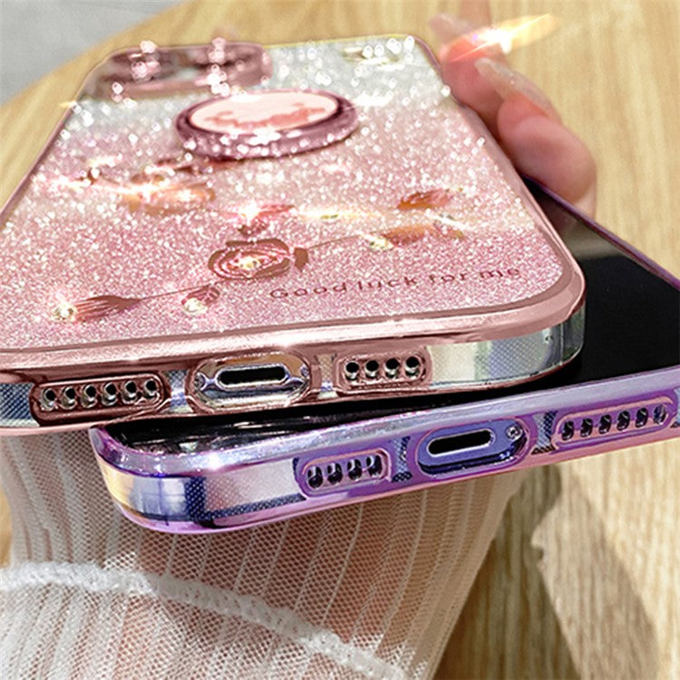 KADEM For vivo V23 5G / S12 Case Flower Pattern Shell Rhinestone Decor TPU Phone Cover - Rose Gold