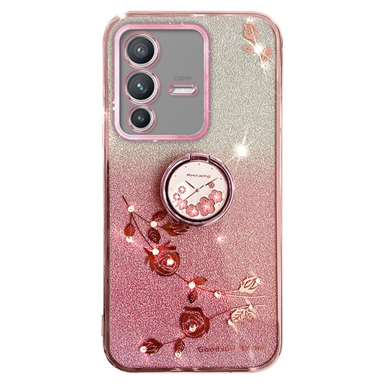 KADEM For vivo V23 Pro 5G / S12 Pro Case Flower Pattern Fall-proof TPU Phone Cover - Rose Gold