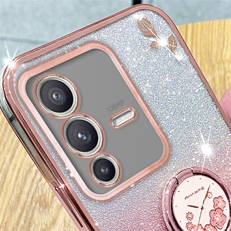 KADEM For vivo V23 Pro 5G / S12 Pro Case Flower Pattern Fall-proof TPU Phone Cover - Rose Gold