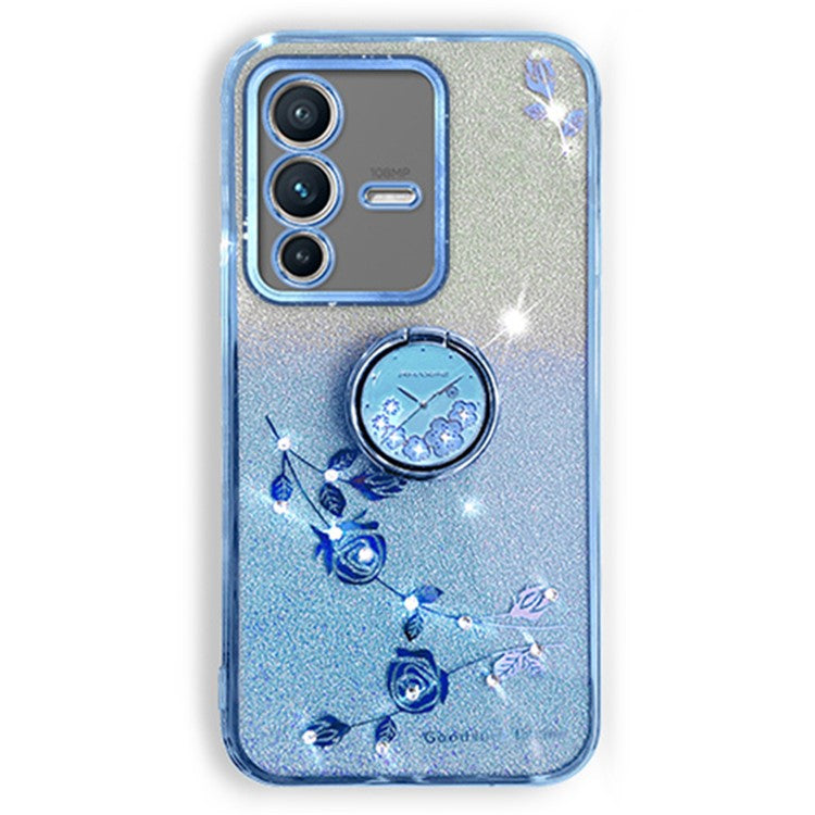 KADEM For vivo V23 Pro 5G / S12 Pro Case Flower Pattern Fall-proof TPU Phone Cover - Blue