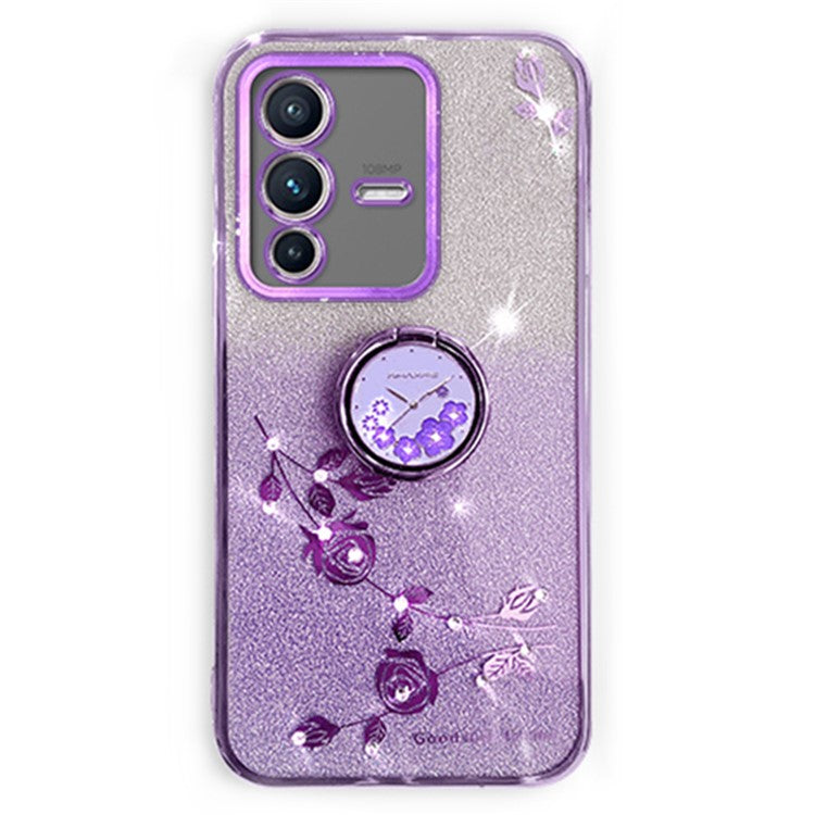 KADEM For vivo V23 Pro 5G / S12 Pro Case Flower Pattern Fall-proof TPU Phone Cover - Purple