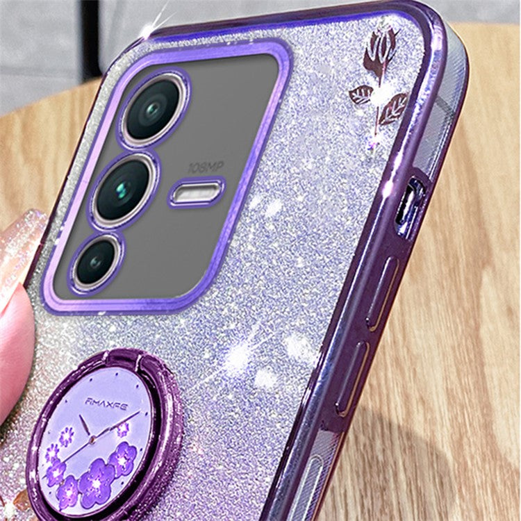 KADEM For vivo V23 Pro 5G / S12 Pro Case Flower Pattern Fall-proof TPU Phone Cover - Purple