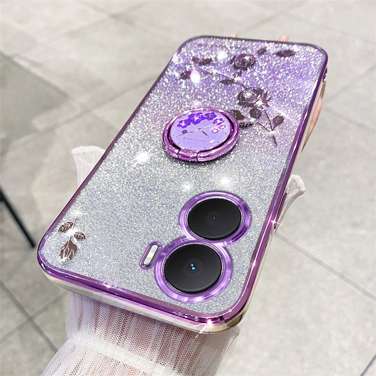 KADEM For vivo Y16 4G / Y56 5G / iQOO Z7i Case Flower Pattern Back Guard TPU Phone Cover - Purple