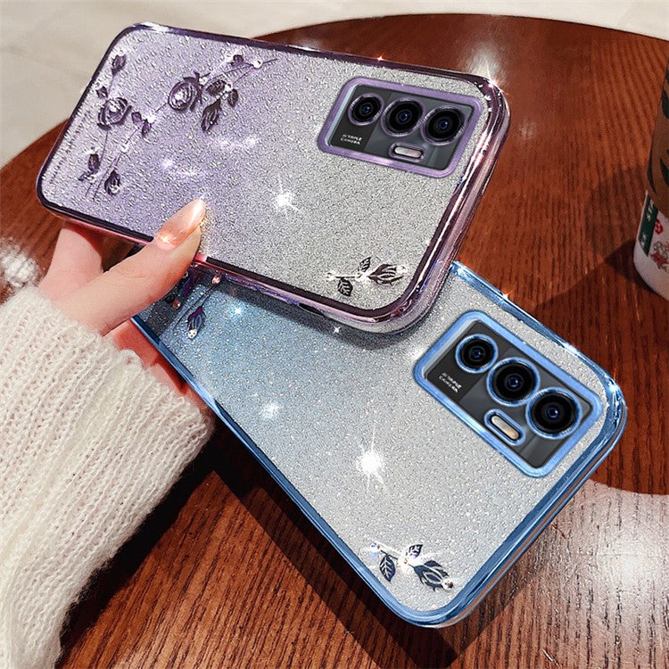 KADEM For vivo Y75 4G / S10e 5G / V23e 4G / 5G Case Gradient Glitter TPU Phone Cover - Purple