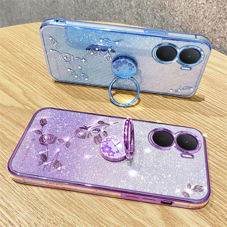 KADEM For vivo V29e (India) 5G Cell Phone Case TPU Ring Kickstand Mobile Phone Cover - Purple