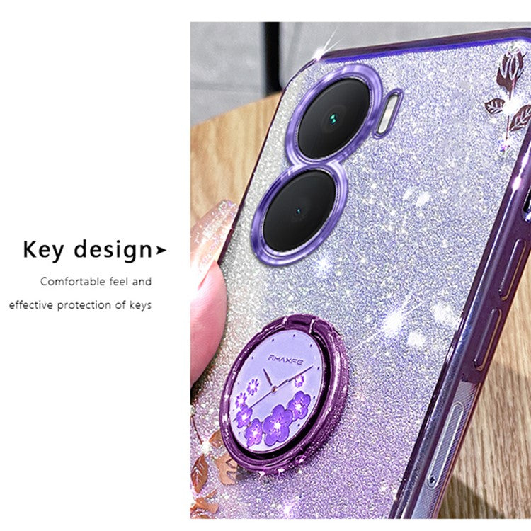 KADEM For vivo V29e (India) 5G Cell Phone Case TPU Ring Kickstand Mobile Phone Cover - Purple