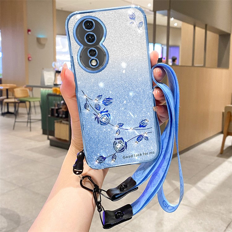 KADEM For vivo Y100 5G Case Glitter TPU Shockproof Protective Phone Cover with Strap - Blue