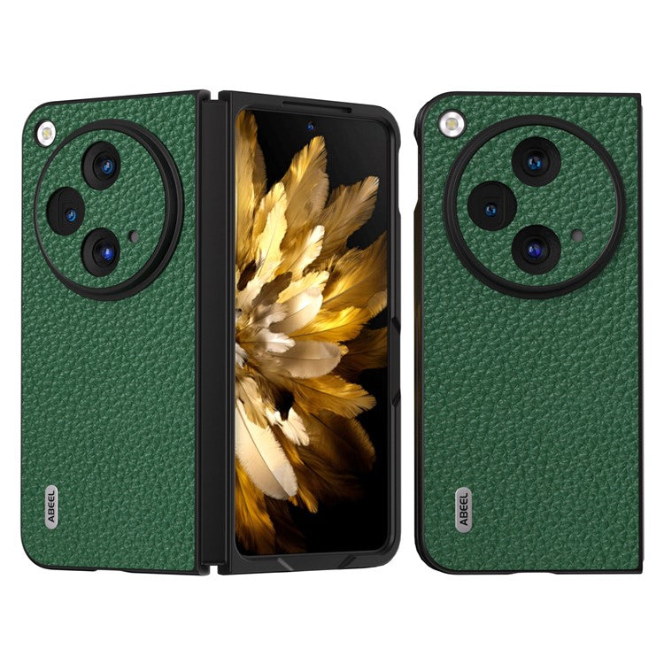 ABEEL For Oppo Find N3 5G / OnePlus Open Case Genuine Cow Leather Hard PC Shell Cover - Green