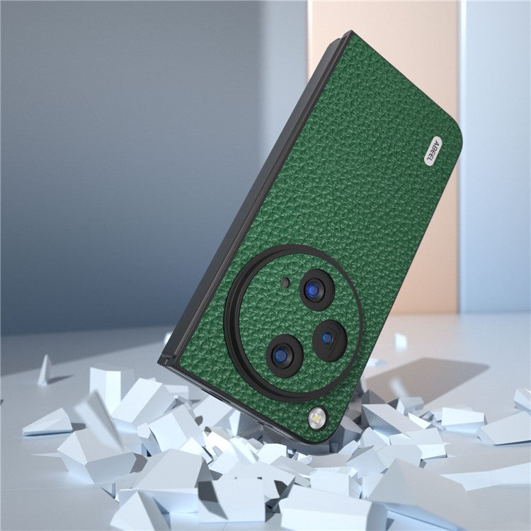 ABEEL For Oppo Find N3 5G / OnePlus Open Case Genuine Cow Leather Hard PC Shell Cover - Green