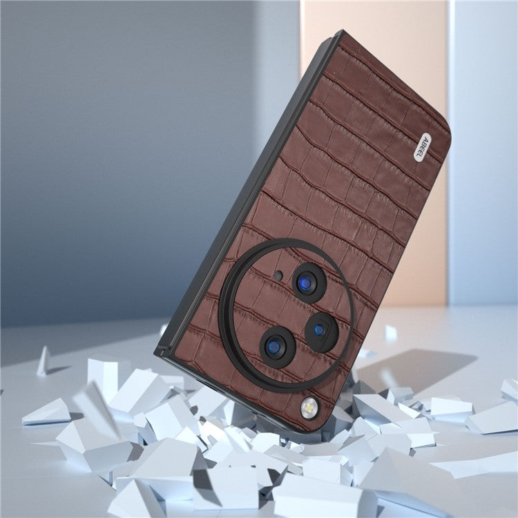 ABEEL For Oppo Find N3 5G / OnePlus Open Case Genuine Cow Leather+PC Back Phone Cover - Brown