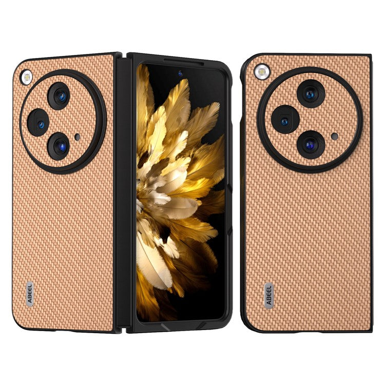 ABEEL For Oppo Find N3 5G / OnePlus Open Case PU Leather Carbon Fiber Texture Back Cover - Light Yellow