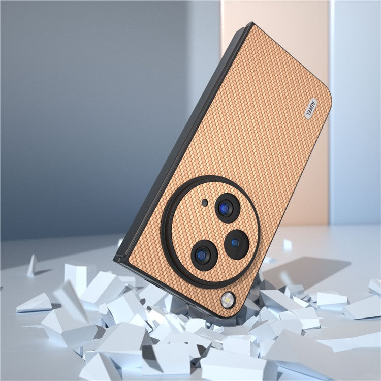 ABEEL For Oppo Find N3 5G / OnePlus Open Case PU Leather Carbon Fiber Texture Back Cover - Light Yellow