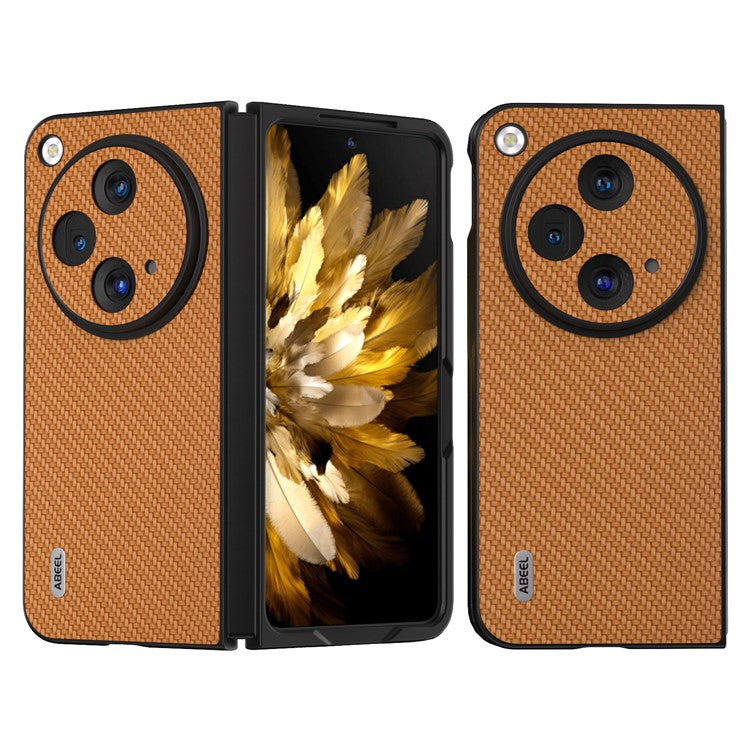 ABEEL For Oppo Find N3 5G / OnePlus Open Case PU Leather Carbon Fiber Texture Back Cover - Light Brown