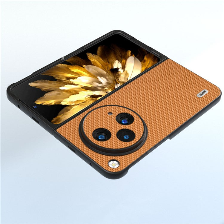 ABEEL For Oppo Find N3 5G / OnePlus Open Case PU Leather Carbon Fiber Texture Back Cover - Light Brown