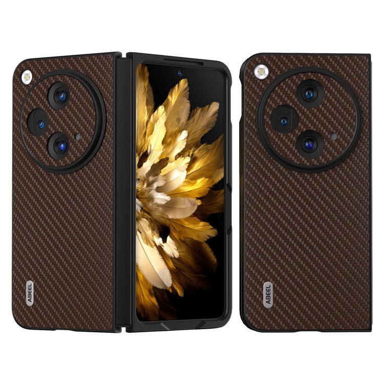 ABEEL For Oppo Find N3 5G / OnePlus Open Case PU Leather Carbon Fiber Texture Back Cover - Brown