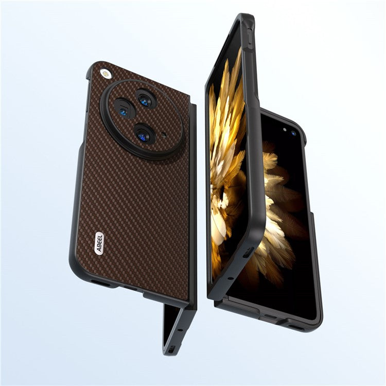 ABEEL For Oppo Find N3 5G / OnePlus Open Case PU Leather Carbon Fiber Texture Back Cover - Brown