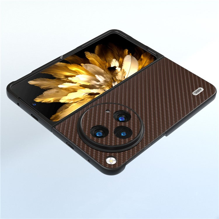 ABEEL For Oppo Find N3 5G / OnePlus Open Case PU Leather Carbon Fiber Texture Back Cover - Brown