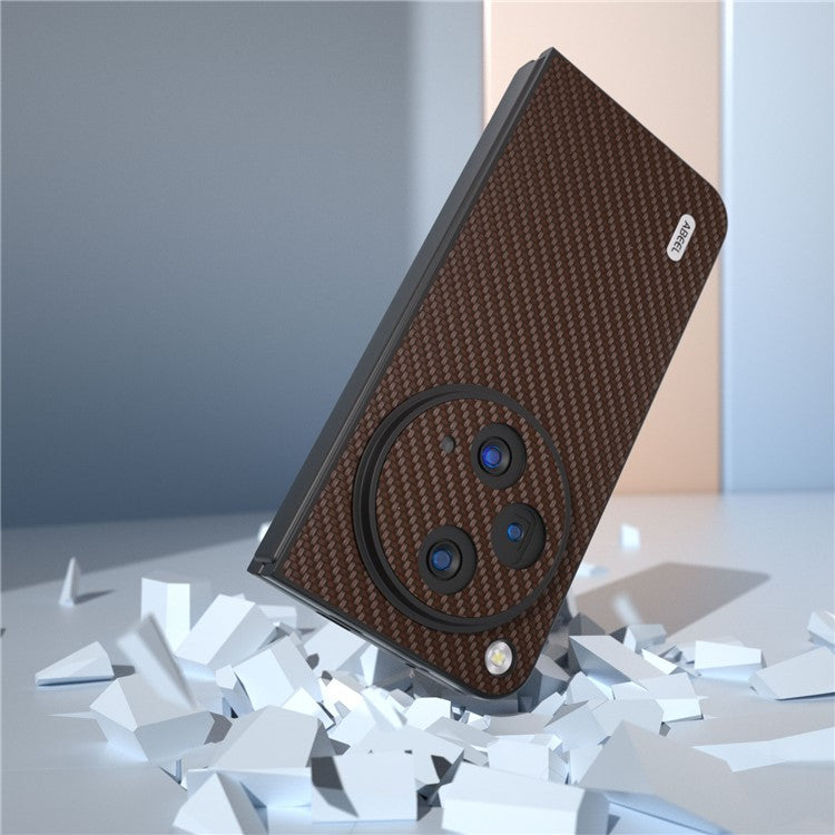 ABEEL For Oppo Find N3 5G / OnePlus Open Case PU Leather Carbon Fiber Texture Back Cover - Brown