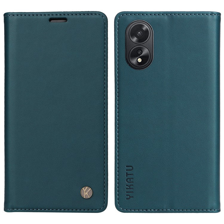 YIKATU YK-001 For Oppo A38 4G Case Full Protection PU Leather Wallet Phone Cover - Green