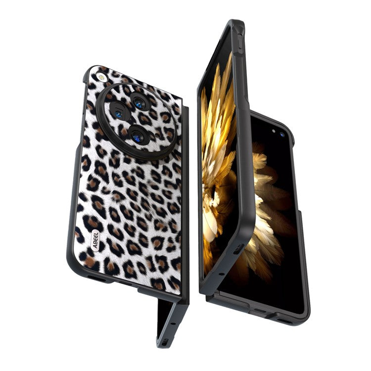 ABEEL For Oppo Find N3 5G / OnePlus Open Case Leopard Pattern Leather Back Cover - Silver