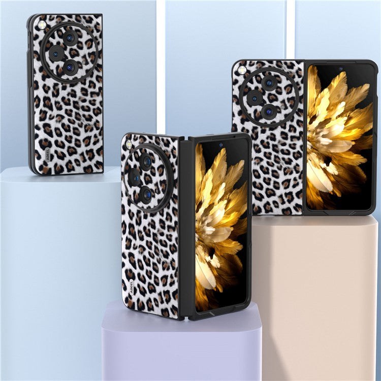 ABEEL For Oppo Find N3 5G / OnePlus Open Case Leopard Pattern Leather Back Cover - Silver