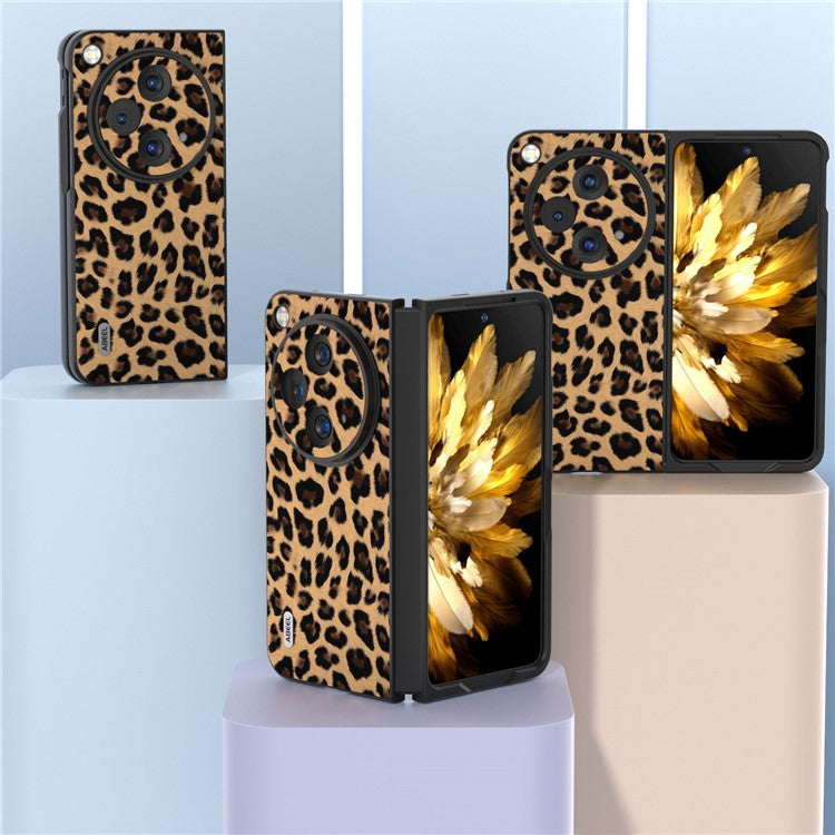 ABEEL For Oppo Find N3 5G / OnePlus Open Case Leopard Pattern Leather Back Cover - Champagne Gold