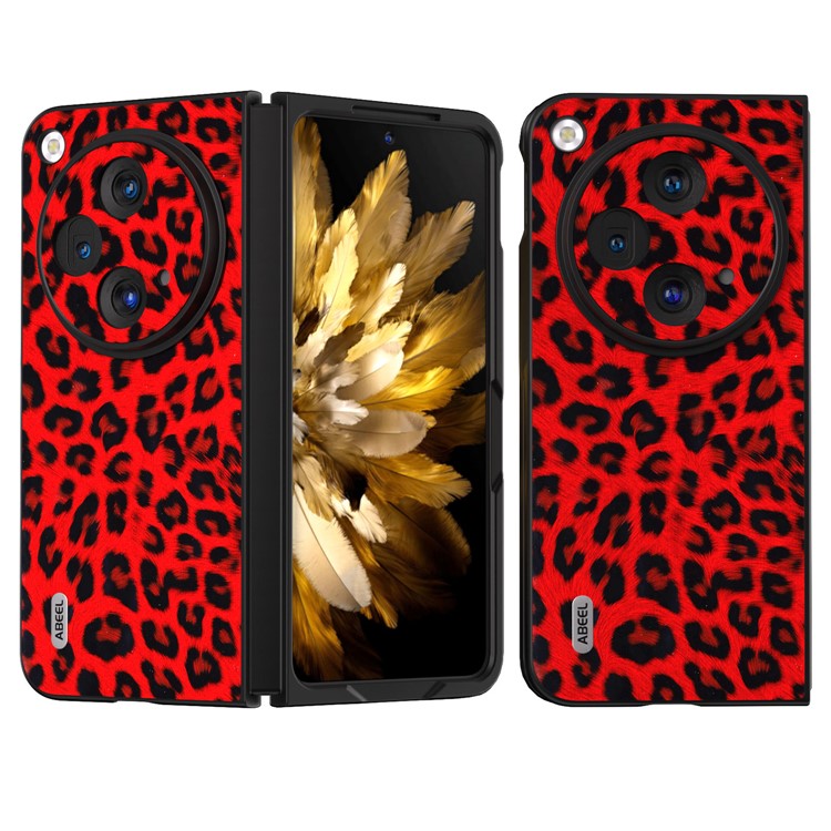 ABEEL For Oppo Find N3 5G / OnePlus Open Case Leopard Pattern Leather Back Cover - Red