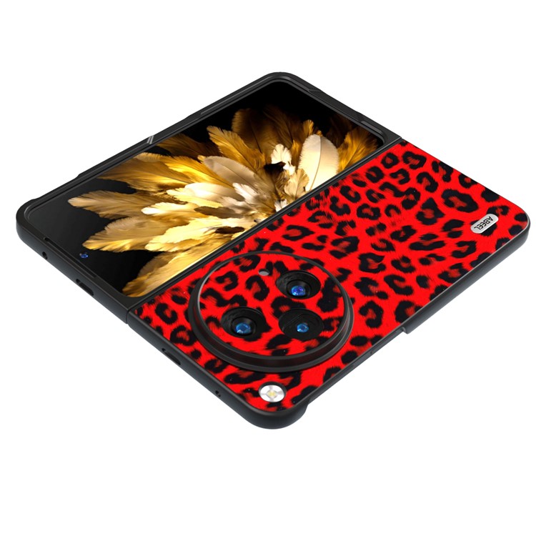 ABEEL For Oppo Find N3 5G / OnePlus Open Case Leopard Pattern Leather Back Cover - Red