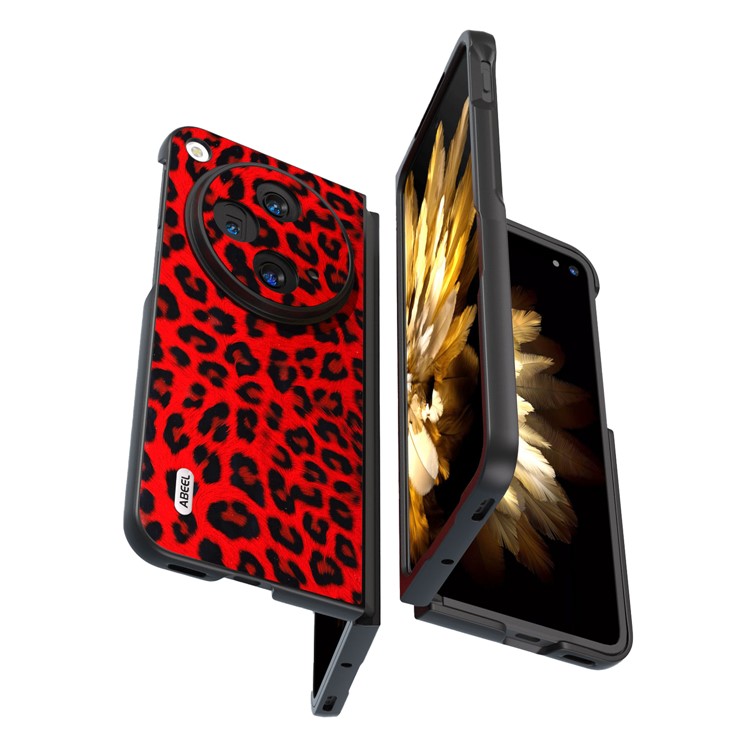 ABEEL For Oppo Find N3 5G / OnePlus Open Case Leopard Pattern Leather Back Cover - Red