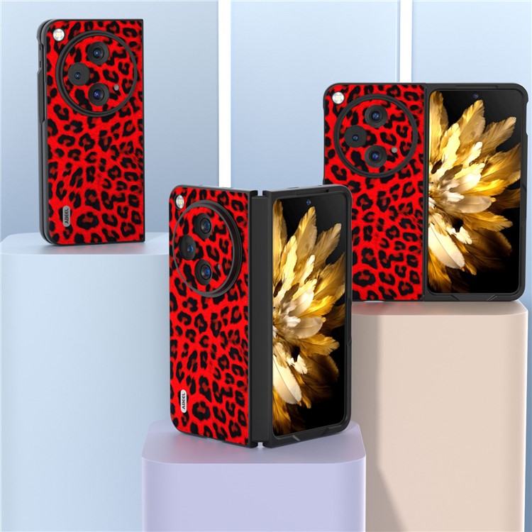 ABEEL For Oppo Find N3 5G / OnePlus Open Case Leopard Pattern Leather Back Cover - Red