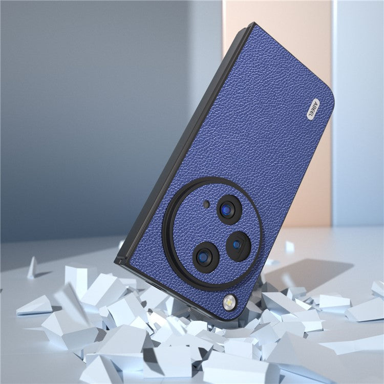 ABEEL For Oppo Find N3 5G / OnePlus Open Case Litchi Texture Genuine Cow Leather Coating Cover - Blue