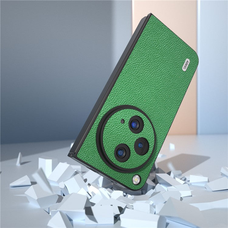 ABEEL For Oppo Find N3 5G / OnePlus Open Case Litchi Texture Genuine Cow Leather Coating Cover - Green