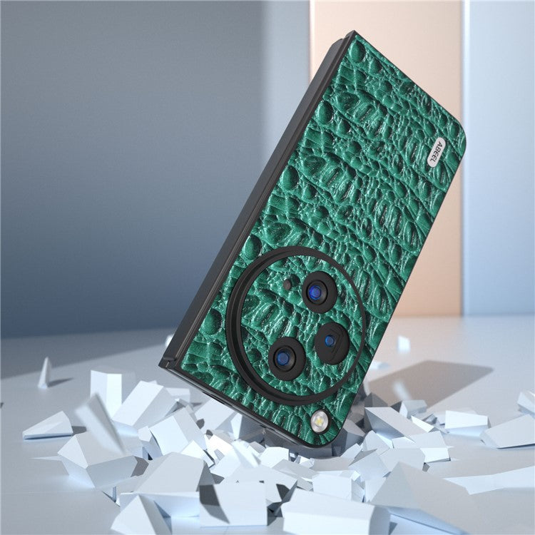 ABEEL For Oppo Find N3 5G Case Genuine Cow Leather Canopy Texture Phone Back Cover - Green