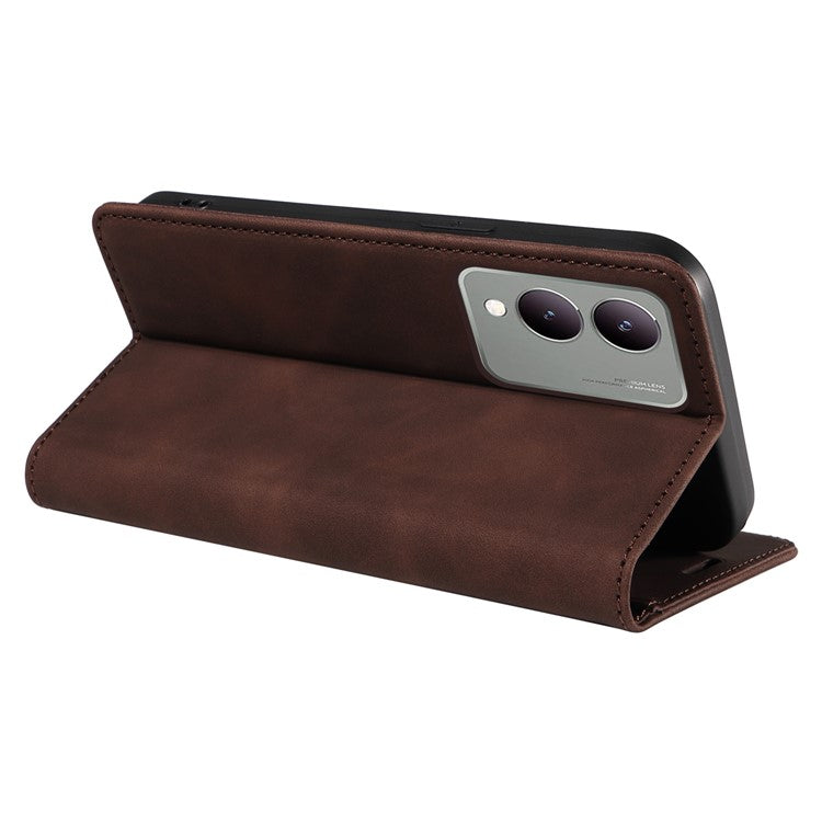 BETOPNICE 003 for vivo Y17s 4G Case RFID Blocking Wallet Phone Stand Cover - Brown