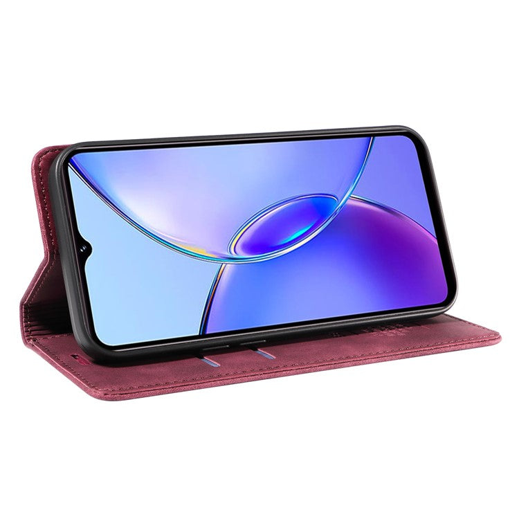 BETOPNICE 003 for vivo Y17s 4G Case RFID Blocking Wallet Phone Stand Cover - Red