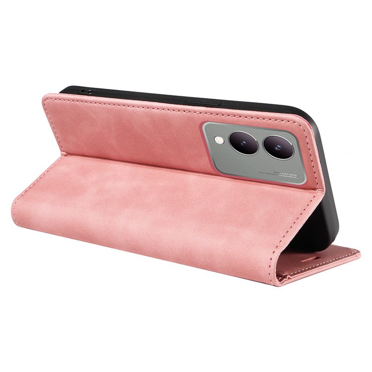 BETOPNICE 003 for vivo Y17s 4G Case RFID Blocking Wallet Phone Stand Cover - Pink