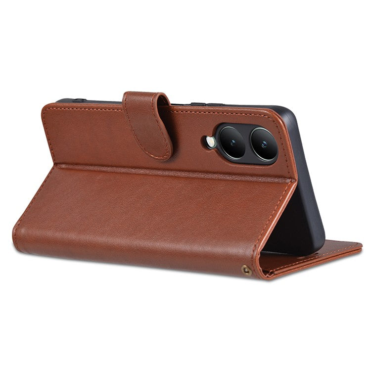 AZNS For vivo Y17s 4G Case Wallet PU Leather Phone Stand Cover - Brown