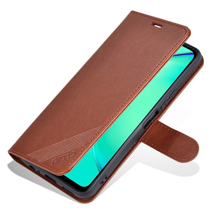 AZNS For vivo Y17s 4G Case Wallet PU Leather Phone Stand Cover - Brown