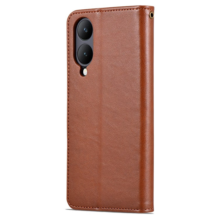 AZNS For vivo Y17s 4G Case Wallet PU Leather Phone Stand Cover - Brown