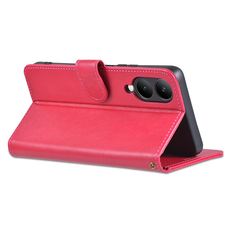 AZNS For vivo Y17s 4G Case Wallet PU Leather Phone Stand Cover - Red